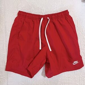Nike men's red athletic hybrid short drawstring size medium